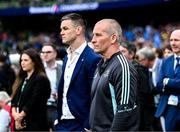 20 May 2023; Leinster senior coach Stuart Lancaster, right, and Jonathan Sexton after the Heineken Champions Cup Final match between Leinster and La Rochelle at Aviva Stadium in Dublin. Photo by Harry Murphy/Sportsfile