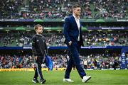 20 May 2023; Jonathan Sexton of Leinster and his son Luca after the Heineken Champions Cup Final match between Leinster and La Rochelle at Aviva Stadium in Dublin. Photo by Harry Murphy/Sportsfile