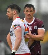 20 May 2023; Shane Walsh of Galway shakes hands with Matthew Donnelly of Tyrone after the GAA Football All-Ireland Senior Championship Round 1 match between Galway and Tyrone at Pearse Stadium in Galway. Photo by Ray Ryan/Sportsfile