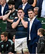 20 May 2023; Jack Conan of Leinster and Jonathan Sexton react during the Heineken Champions Cup Final match between Leinster and La Rochelle at Aviva Stadium in Dublin. Photo by Harry Murphy/Sportsfile