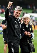 20 May 2023; La Rochelle head coach Ronan O'Gara, with his mum Joan, after the Heineken Champions Cup Final match between Leinster and La Rochelle at Aviva Stadium in Dublin. Photo by Harry Murphy/Sportsfile