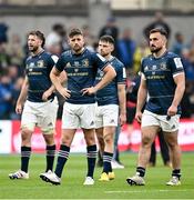 20 May 2023; Ross Byrne, left, and Rónan Kelleher of Leinster after the Heineken Champions Cup Final match between Leinster and La Rochelle at Aviva Stadium in Dublin. Photo by Ramsey Cardy/Sportsfile