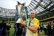 20 May 2023; Ultan Dillane of La Rochelle celebrates with the Champions Cup trophy after the Heineken Champions Cup Final match between Leinster and La Rochelle at Aviva Stadium in Dublin. Photo by Brendan Moran/Sportsfile
