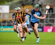 20 May 2023; James Madden of Dublin in action against Paddy Deegan of Kilkenny during the Leinster GAA Hurling Senior Championship Round 4 match between Kilkenny and Dublin at UPMC Nowlan Park in Kilkenny. Photo by Michael P Ryan/Sportsfile