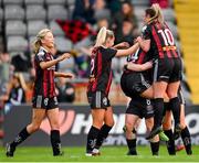 20 May 2023; Sarah Rowe of Bohemians, 14, celebrates with teammates after scoring their side's second goal during the SSE Airtricity Women's Premier Division match between Bohemians and Athlone Town at Dalymount Park in Dublin. Photo by Seb Daly/Sportsfile