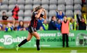 20 May 2023; Sarah Rowe of Bohemians celebrates after scoring her side's second goal during the SSE Airtricity Women's Premier Division match between Bohemians and Athlone Town at Dalymount Park in Dublin. Photo by Seb Daly/Sportsfile