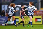 20 May 2023; Kate Slevin of Athlone Town, right, celebrates with teammate Shauna Brennan after scoring their side's first goal during the SSE Airtricity Women's Premier Division match between Bohemians and Athlone Town at Dalymount Park in Dublin. Photo by Seb Daly/Sportsfile