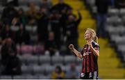 20 May 2023; Erica Burke of Bohemians celebrates at the final whistle after her side's victory in the SSE Airtricity Women's Premier Division match between Bohemians and Athlone Town at Dalymount Park in Dublin. Photo by Seb Daly/Sportsfile