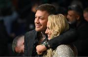 20 May 2023; UFC fighter Conor McGregor, with boxer Ebanie Bridges ahead of the undisputed super lightweight championship fight between Katie Taylor and Chantelle Cameron at the 3Arena in Dublin. Photo by Stephen McCarthy/Sportsfile