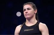 20 May 2023; Katie Taylor before her undisputed super lightweight championship fight with Chantelle Cameron at the 3Arena in Dublin. Photo by Stephen McCarthy/Sportsfile