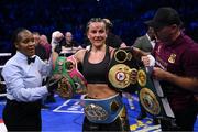 20 May 2023; Chantelle Cameron after defeating Katie Taylor in their undisputed super lightweight championship fight at the 3Arena in Dublin. Photo by Stephen McCarthy/Sportsfile