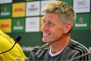 20 May 2023; La Rochelle head coach Ronan O'Gara during the post match media conference after the Heineken Champions Cup Final match between Leinster and La Rochelle at Aviva Stadium in Dublin. Photo by Brendan Moran/Sportsfile