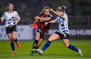 20 May 2023; Sarah Rowe of Bohemians in action against Laurie Ryan of Athlone Town during the SSE Airtricity Women's Premier Division match between Bohemians and Athlone Town at Dalymount Park in Dublin. Photo by Seb Daly/Sportsfile