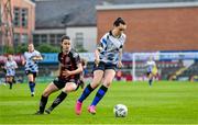 20 May 2023; Kayleigh Shine of Athlone Town in action against Kira Bates Crosbie of Bohemians during the SSE Airtricity Women's Premier Division match between Bohemians and Athlone Town at Dalymount Park in Dublin. Photo by Seb Daly/Sportsfile