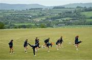 21 May 2023; Scorchers players warm-up before the Evoke Super Series match between Typhoons and Scorchers at Oak Hill Cricket Club in Kilbride, Wicklow. Photo by Seb Daly/Sportsfile