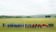 21 May 2023; Players and officials observe a minutes silence for National Famine Commemoration Day before the Evoke Super Series match between Typhoons and Scorchers at Oak Hill Cricket Club in Kilbride, Wicklow. Photo by Seb Daly/Sportsfile