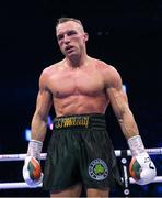 20 May 2023; James Metcalf during his IBO world super-welterweight title fight Dennis Hogan at the 3Arena in Dublin. Photo by Stephen McCarthy/Sportsfile