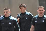 20 May 2023; Kerry footballer David Clifford, centre, arrives alongside teammates Seán O'Shea, left, and Tadhg Morley before the GAA Football All-Ireland Senior Championship Round 1 match between Kerry and Mayo at Fitzgerald Stadium in Killarney, Kerry. Photo by Piaras Ó Mídheach/Sportsfile