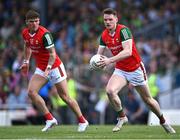 20 May 2023; Matthew Ruane of Mayo supported by teammate Jordan Flynn, left, during the GAA Football All-Ireland Senior Championship Round 1 match between Kerry and Mayo at Fitzgerald Stadium in Killarney, Kerry. Photo by Piaras Ó Mídheach/Sportsfile