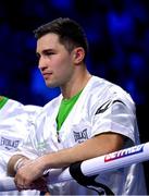 20 May 2023; Zach Bacigalupo in the corner of Dennis Hogan during his IBO world super-welterweight title fight James Metcalf at the 3Arena in Dublin. Photo by Stephen McCarthy/Sportsfile