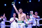 20 May 2023; Dennis Hogan before his IBO world super-welterweight title fight James Metcalf at the 3Arena in Dublin. Photo by Stephen McCarthy/Sportsfile