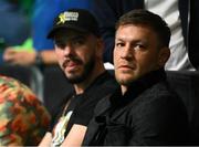 20 May 2023; UFC fighter Conor McGregor, right, and Gerry Byrne in attendance at the undisputed super lightweight championship fight between Katie Taylor and Chantelle Cameron at the 3Arena in Dublin. Photo by Stephen McCarthy/Sportsfile