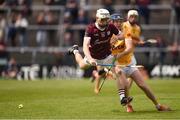 21 May 2023; Declan McLoughlin of Galway in action against Keelan Molloy of Antrim during the Leinster GAA Hurling Senior Championship Round 4 match between Galway and Antrim at Pearse Stadium in Galway. Photo by Tom Beary/Sportsfile