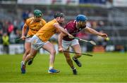 21 May 2023; Conor Cooney of Galway in action against Ryan Mc Garry of Antrim during the Leinster GAA Hurling Senior Championship Round 4 match between Galway and Antrim at Pearse Stadium in Galway. Photo by Tom Beary/Sportsfile