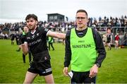 21 May 2023; Sligo manager Tony McEntee, right, and Luke Towey after their side's draw in the GAA Football All-Ireland Senior Championship Round 1 match between Sligo and Kildare at Markievicz Park in Sligo. Photo by Ramsey Cardy/Sportsfile