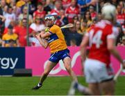21 May 2023; Diarmuid Ryan of Clare scores what proved to be the winning point during the Munster GAA Hurling Senior Championship Round 4 match between Clare and Cork at Cusack Park in Ennis, Clare. Photo by Ray McManus/Sportsfile
