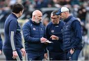 21 May 2023; Kildare manager Glenn Ryan, left, with selectors, Johnny Doyle, centre, and Dermot Earley at half-time of the GAA Football All-Ireland Senior Championship Round 1 match between Sligo and Kildare at Markievicz Park in Sligo. Photo by Ramsey Cardy/Sportsfile