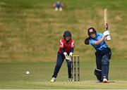 21 May 2023; Typhoons batter Ava Canning and Dragons wicket-keeper Amy Hunter during the Evoke Super Series match between Dragons and Typhoons at Oak Hill Cricket Club in Kilbride, Wicklow. Photo by Seb Daly/Sportsfile