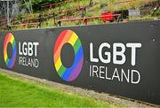 20 May 2023; LGBT Ireland branding before the SSE Airtricity Women's Premier Division match between Bohemians and Athlone Town at Dalymount Park in Dublin. Photo by Seb Daly/Sportsfile