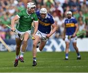 21 May 2023; Kyle Hayes of Limerick in action against Eoghan Connolly of Tipperary during the Munster GAA Hurling Senior Championship Round 4 match between Tipperary and Limerick at FBD Semple Stadium in Thurles, Tipperary. Photo by Piaras Ó Mídheach/Sportsfile