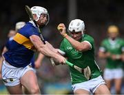 21 May 2023; Aaron Gillane of Limerick in action against Michael Breen of Tipperary during the Munster GAA Hurling Senior Championship Round 4 match between Tipperary and Limerick at FBD Semple Stadium in Thurles, Tipperary. Photo by Piaras Ó Mídheach/Sportsfile
