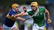 21 May 2023; Tom Morrissey of Limerick in action against Conor Stakelum of Tipperary during the Munster GAA Hurling Senior Championship Round 4 match between Tipperary and Limerick at FBD Semple Stadium in Thurles, Tipperary. Photo by Piaras Ó Mídheach/Sportsfile