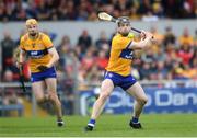 21 May 2023; Tony Kelly of Clare strikes a penalty during the Munster GAA Hurling Senior Championship Round 4 match between Clare and Cork at Cusack Park in Ennis, Clare. Photo by John Sheridan/Sportsfile