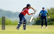 21 May 2023; Dragons batter Amy Hunter during the Evoke Super Series match between Dragons and Typhoons at Oak Hill Cricket Club in Kilbride, Wicklow. Photo by Seb Daly/Sportsfile