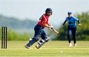 21 May 2023; Dragons batter Amy Hunter during the Evoke Super Series match between Dragons and Typhoons at Oak Hill Cricket Club in Kilbride, Wicklow. Photo by Seb Daly/Sportsfile