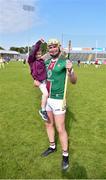 21 May 2023; Aaron Craig of Westmeath celebrates with his son Oisín, aged 4, after the Leinster GAA Hurling Senior Championship Round 4 match between Wexford and Westmeath at Chadwicks Wexford Park in Wexford. Photo by Daire Brennan/Sportsfile