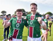 21 May 2023; Owen McCabe, left, and Tommy Doyle of Westmeath celebrate after the Leinster GAA Hurling Senior Championship Round 4 match between Wexford and Westmeath at Chadwicks Wexford Park in Wexford. Photo by Daire Brennan/Sportsfile