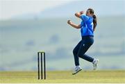 21 May 2023; Typhoons bowler Georgia Atkinson during the Evoke Super Series match between Dragons and Typhoons at Oak Hill Cricket Club in Kilbride, Wicklow. Photo by Seb Daly/Sportsfile