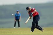 21 May 2023; Dragons batter Alana Dalzell during the Evoke Super Series match between Dragons and Typhoons at Oak Hill Cricket Club in Kilbride, Wicklow. Photo by Seb Daly/Sportsfile