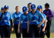 21 May 2023; Typhoons captain Louise Little, right, and teammates after their side's defeat the Evoke Super Series match between Dragons and Typhoons at Oak Hill Cricket Club in Kilbride, Wicklow. Photo by Seb Daly/Sportsfile