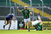 21 May 2023; Joseph Boyle of Westmeath celebrates after team-mate Niall Mitchell scored their side's fourth goal during the Leinster GAA Hurling Senior Championship Round 4 match between Wexford and Westmeath at Chadwicks Wexford Park in Wexford. Photo by Daire Brennan/Sportsfile