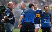 21 May 2023; Tipperary manager Liam Cahill, second from left, leaves the sideline after being shown a red card during the Munster GAA Hurling Senior Championship Round 4 match between Tipperary and Limerick at FBD Semple Stadium in Thurles, Tipperary. Photo by Brendan Moran/Sportsfile