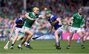 21 May 2023; Dan Morrissey of Limerick in action against Noel McGrath of Tipperary during the Munster GAA Hurling Senior Championship Round 4 match between Tipperary and Limerick at FBD Semple Stadium in Thurles, Tipperary. Photo by Piaras Ó Mídheach/Sportsfile