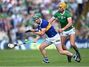 21 May 2023; Noel McGrath of Tipperary in action against Cathal O'Neill of Limerick during the Munster GAA Hurling Senior Championship Round 4 match between Tipperary and Limerick at FBD Semple Stadium in Thurles, Tipperary. Photo by Piaras Ó Mídheach/Sportsfile