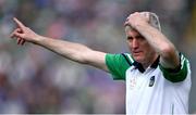 21 May 2023; Limerick manager John Kiely during the Munster GAA Hurling Senior Championship Round 4 match between Tipperary and Limerick at FBD Semple Stadium in Thurles, Tipperary. Photo by Piaras Ó Mídheach/Sportsfile