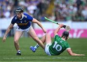 21 May 2023; Dan McCormack of Tipperary and Gearóid Hegarty of Limerick tussle during the Munster GAA Hurling Senior Championship Round 4 match between Tipperary and Limerick at FBD Semple Stadium in Thurles, Tipperary. Photo by Piaras Ó Mídheach/Sportsfile